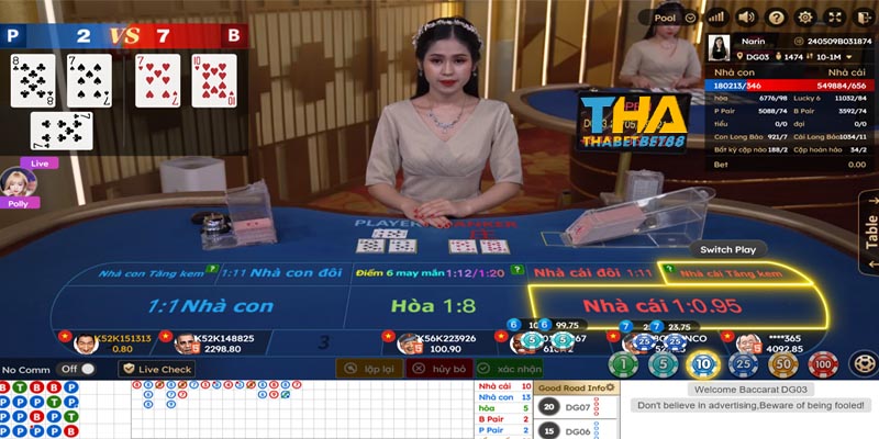 Truy cập nhà cái THABET để đặt cược baccarat online 